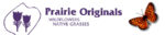 Purple prairie originals logo that links to website. Crocus flowers and monarch butterfly.