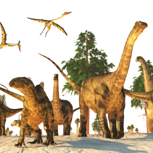 Realistic looking dinosaurs walking.